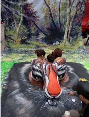 20120103_090108998098_0.jpg 中 3D 보디페인팅, '호랑이 된 세 여자' 