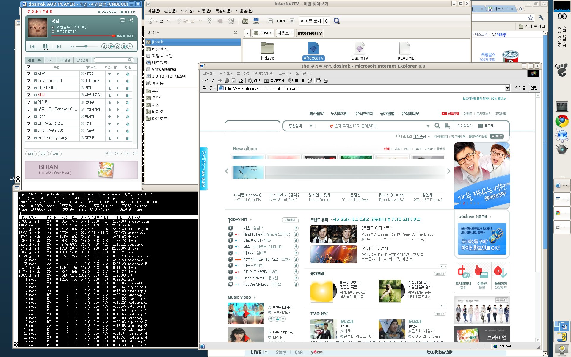 20110328.jpg 리눅스(Fedora 13)에서 도시락 음악듣기